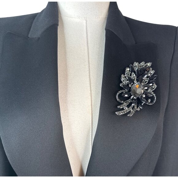 2/$30 Elegant Black Crystal Rhinestone Brooch Pin For Women - Picture 5 of 8
